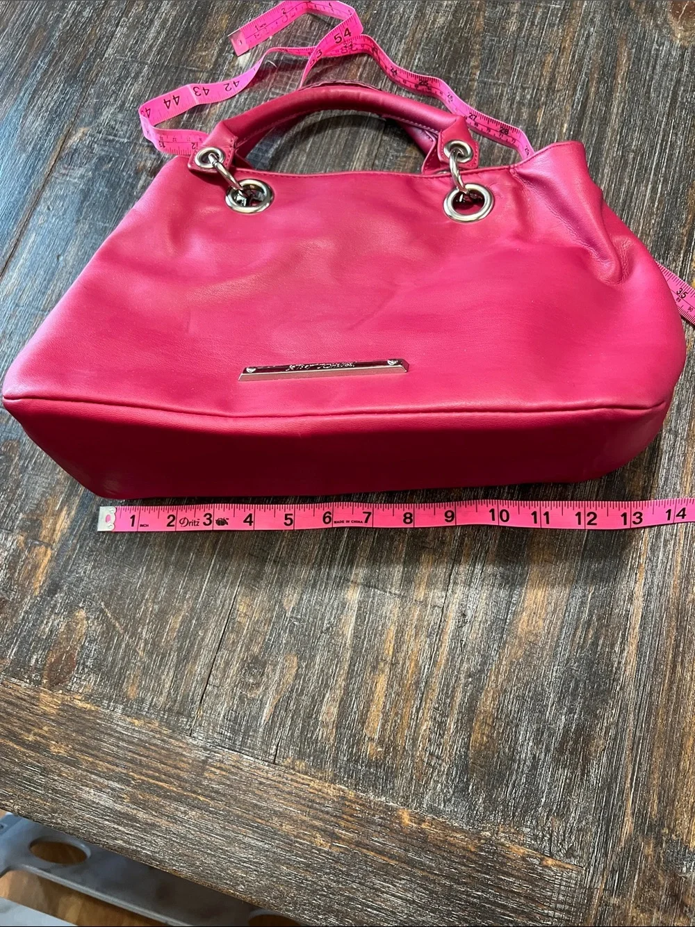 Betsey Johnson Hot Pink Quilted Satchel with Silver Hardware